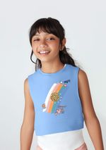 Regata Infantil Em Ribana E Blusa Cropped - São 2 Peças