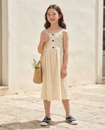 Vestido Midi Infantil Em Malha Atoalhada Off-white