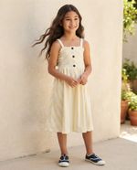 Vestido Midi Infantil Em Malha Atoalhada Off-white