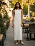 Vestido Midi Com Linho