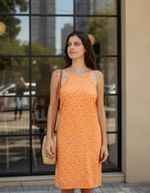 Vestido Evasê Em Tecido De Viscose Estampado  Rosa