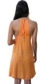Vestido Evasê Em Tecido De Viscose Estampado  Rosa
