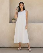 Vestido Evasê Básico Midi Em Viscose Creponada
