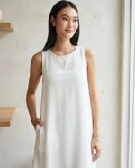 Vestido Evasê Básico Midi Em Viscose Creponada