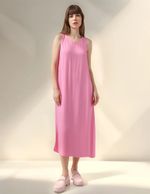 Vestido Evasê Básico Midi Em Viscose Creponada