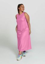 Vestido Evasê Básico Midi Em Viscose Creponada