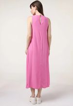 Vestido Evasê Básico Midi Em Viscose Creponada
