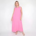 Vestido Evasê Básico Midi Em Viscose Creponada