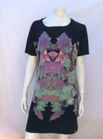 Vestido Curto Estampado Em Malha De Algodão