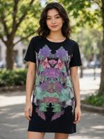 Vestido Curto Estampado Em Malha De Algodão