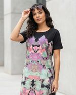 Vestido Curto Estampado Em Malha De Algodão