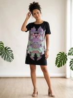 Vestido Curto Estampado Em Malha De Algodão
