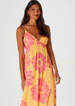 Vestido Longo Decote Profundo Estampado