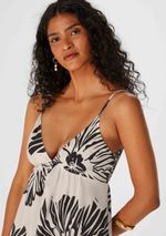 Vestido Longo Decote Profundo Estampado