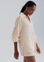 Camisa Feminina Manga Longa Bufante Com Linho
