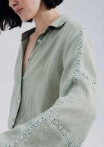 Camisa Feminina Manga Longa Bufante Com Linho