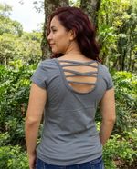 Blusa Feminina Contra Giro Decote Redondo E Costas Cruzadas
