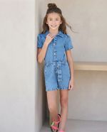 Macacão Jeans Infantil Menina