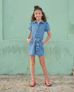 Macacão Jeans Infantil Menina