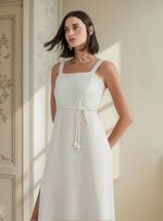 Vestido Midi Com Fenda Em Viscolinho
