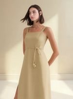 Vestido Midi Com Fenda Em Viscolinho