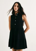 Vestido Curto Evasê Com Botões E Recortes