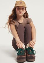 Calça Legging Infantil Menina Em Ribana Canelada Marrom
