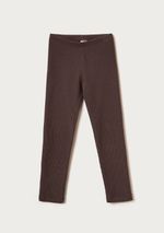 Calça Legging Infantil Menina Em Ribana Canelada Marrom