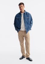 Camisa Jeans Masculina Com Bolsos Frontais