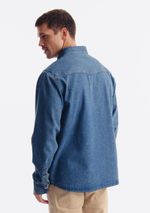 Camisa Jeans Masculina Com Bolsos Frontais