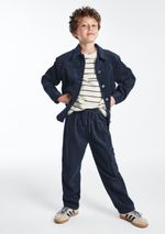 Calça Infantil Menino Em Veludo Cotelê Azul