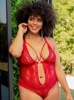 BODY SEXY VERMELHO LACRADOR RENDADO SEM BOJO - PLUS SIZE