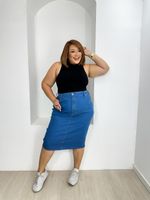 Saia Feminina Longa Jeans Claro