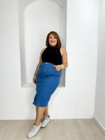 Saia Feminina Longa Jeans Claro