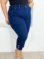 Calça Capri Botões na perna com elastano