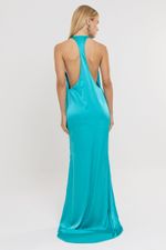 Vestido Cetim Tine Azul Turquesa