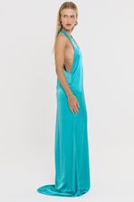 Vestido Cetim Tine Azul Turquesa