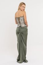 Vestido Corset Jacquard Verde Oliva