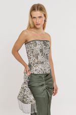 Vestido Corset Jacquard Verde Oliva