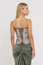 Vestido Corset Jacquard Verde Oliva