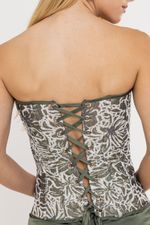 Vestido Corset Jacquard Verde Oliva