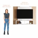 Painel Para Tv Até 42 Polegadas Com Nichos Gaia - Branco / Cinamomo Ripado