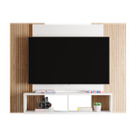 Painel Para Tv Até 42 Polegadas Com Nichos Gaia - Branco / Cinamomo Ripado