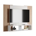Painel Para Tv Até 42 Polegadas Com Nichos Gaia - Branco / Cinamomo Ripado