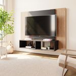 Painel Para Tv Até 42 Polegadas Com Nichos Gaia - Preto / Cinamomo Ripado