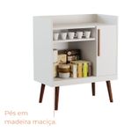 Buffet Aparador Cora Uma porta com Pés de Madeira - Branco