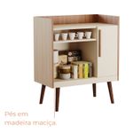 Buffet Aparador Cora Uma porta com Pés de Madeira - Cinamomo / Off White