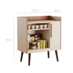 Buffet Aparador Cora Uma porta com Pés de Madeira - Cinamomo / Off White