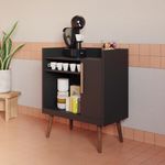 Buffet Aparador Cora Uma porta com Pés de Madeira - Preto Fosco