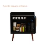 Buffet Aparador Cora Uma porta com Pés de Madeira - Preto Fosco